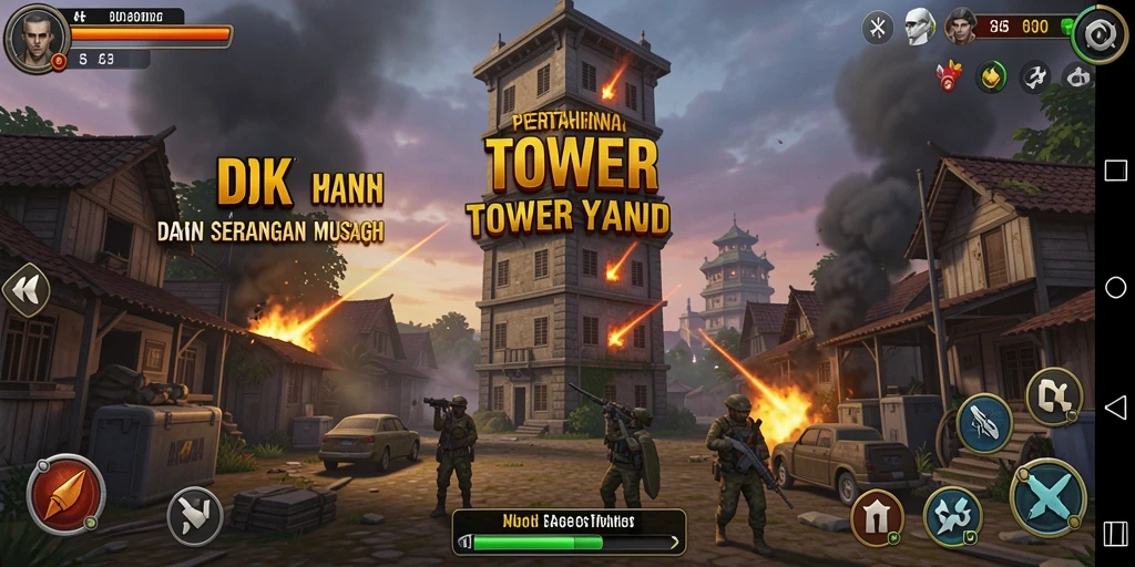 Menghadapi gelombang musuh dengan berbagai tower pertahanan.