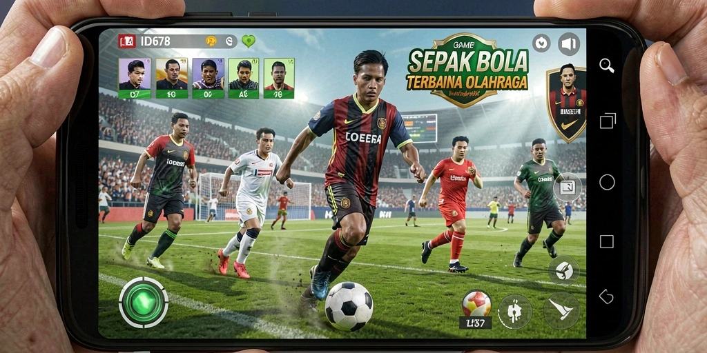 Tangkapan layar gameplay ID678 dengan aksi sepak bola yang mendebarkan.