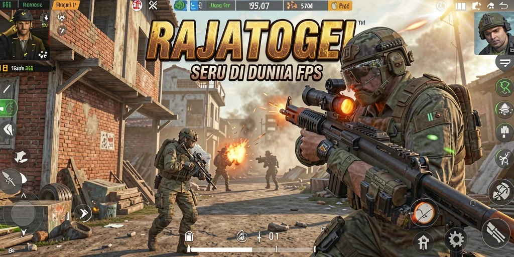 Screenshot gameplay RAJATOGEL menunjukkan aksi tembak-menembak yang intens.