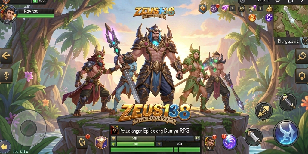 Screenshot utama ZEUS138 menampilkan aksi pertarungan RPG yang mendebarkan.
